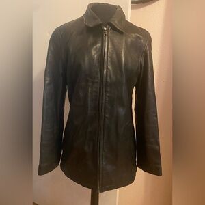 Wilsons Vintage Black Leather Jacket Thinsulate Thermal Lined Collared Pockets